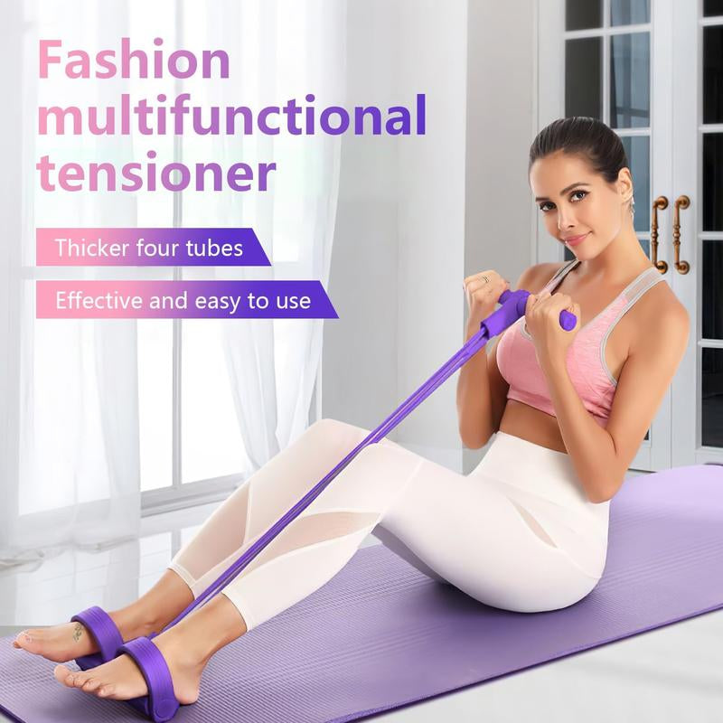 4-Tube Home Workout Resistance Band: Tone Inner/Outer Thighs, Shape Curvy Butt & Burn Calories Fast—Better Resistance for All Levels